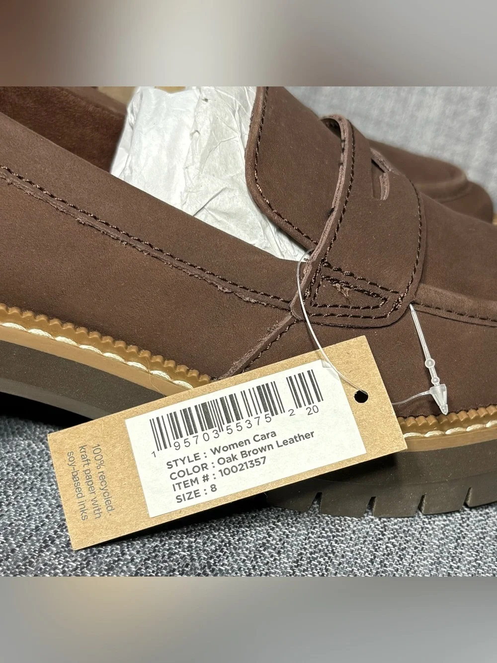 Toms Women's Cara Lug Sole Loafers Dark Brown Leather Size 8